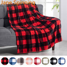 Manta de lana de Coral con patrón de rejillas rojas para el hogar, manta suave a cuadros, cálida, colcha de viaje para sofá de invierno 2024 - compra barato
