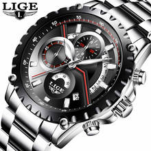 LIGE Mens Watches Top Brand Luxury Chronograph Watch Men Sport Fashion Waterproof Quartz Stainless Steel Watch Relogio Masculino 2024 - buy cheap