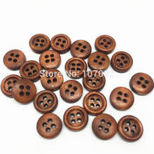 Botões redondos de madeira marrom de 9mm 500 peças, acessórios de costura, artesanato diy com 4 buracos para enfeites de scrapbooking 2024 - compre barato