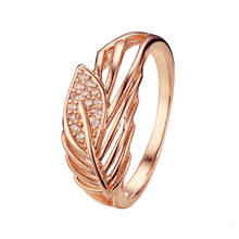 New 585 Gold Color Women Rings Whitel Stone Leaf Shape Lady Jewelry Trendy Vintage Women Ring 2024 - buy cheap