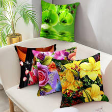 Fuwatacchi Sunflower Cushion Cover Lotus Lily Rose Pillow Cover for Home Chair Decorative Pillows Flowers Cushion Cover 45*45cm 2024 - buy cheap