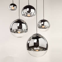 Lámpara colgante de bola de cristal galvanizado, luz E27, creativa, minimalista, moderna, para comedor, dormitorio y mesita de noche 2024 - compra barato