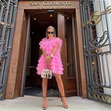 Короткие коктейльные платья, розовые милые многоярусные пышные вечерние платья, пышное ТРАПЕЦИЕВИДНОЕ ПЛАТЬЕ с открытыми плечами для выпускного вечера 2024 - купить недорого