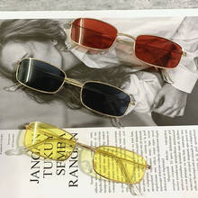 Gafas de sol rectangulares para hombre y mujer, lentes de sol con montura cuadrada de Metal, pequeñas, Retro, UV400 2024 - compra barato