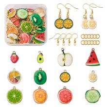 48pcs Fruit Theme Earrings Making Alloy Enamel Pendants Charm Brass Earring Hooks Jump Rings for Jewelry Making DIY Earring 2024 - buy cheap