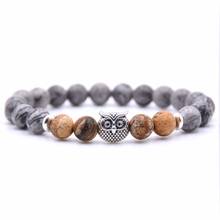 HYHONEY 8mm beads Natural Stone Bracelet for women Energy charm bracelet Owl Bracelet men gifts yoga Jewelry 2024 - buy cheap