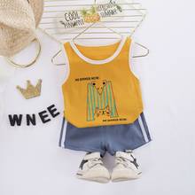 Children Cotton Summer Baby Boys Girls Clothes printe animal Vest Lattice Shorts 2Pcs/sets Infant Kids Fashion Toddler Tracksuit 2024 - buy cheap