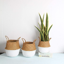 3pcs Foldable Rattan Woven Flower Basket Handmade Seagrass Clothing Storage Basket Home Decoration Hanging Flower Pot Organizer 2024 - buy cheap