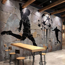 Personalizado foto papel de parede de tijolo retro pintados à mão murais de futebol restaurante cafe bar fundo decoração da parede criativo afrescos 2024 - compre barato