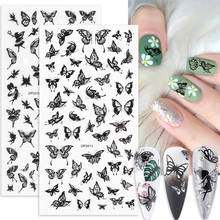 5D Black White Butterfly Nail Sticker Rose Flower Fairy Design Adhesive Slider Nails Art Manicure Decoration Tip BEDP2013-2024-3 2024 - buy cheap