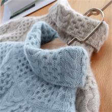 Suéter feminino gola alta de caxemira, pulôver de tricô solto plus size, novo, outono inverno 2021 2024 - compre barato