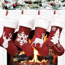 2020 large Christmas socks gift bag kenaf elk embroidery Gifts Holder Christmas Tree Decoration New Year Candy Bags xmas2021 2024 - buy cheap