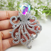 Fashion Jewelry Pretty Octopus Rhinestone Crystal Art Nouveau Brooch Pin Clear 2024 - buy cheap