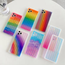 Capa macia luxuosa arco-íris com laser quadrado, à prova de impacto, capa transparente para iphone 11 pro 7 8 plus xr x xs max, 12 cores 2024 - compre barato