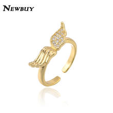 NEWBUY-anillo con forma de ala de Ángel volador para mujer y niña, Color dorado, joyería de fiesta de circonita cúbica, el mejor regalo de cumpleaños 2024 - compra barato