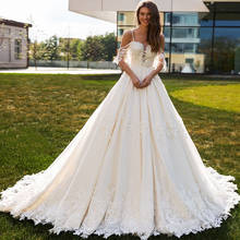 Princess A-line Wedding Dresses Vestido De Noiva Princesa Shoulder Straps Short Sleeve Zipper Up Appliques Beading Bridal Gowns 2024 - buy cheap
