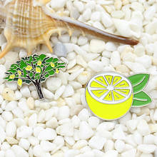 Желтая эмалированная брошь с изображением лимонного дерева, значок на лацкан с изображением свежих фруктов, лимона, вырезанная в половину джинсовая брошь для сумки 2024 - купить недорого
