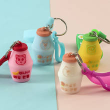 Cartoon Cute Cat Pig Car Keychain Creative Fruits Banana Milk Bottle Earphone Key Ring Bag Pendant for Women Bag Key Chain Gifts 2024 - buy cheap