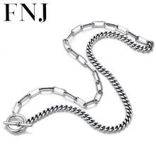 FNJ 1cm OT AB Link Chain Necklace 925 Silver 40cm to 45cm Fine Original S925 Silver Men Necklaces for Jewelry Making Women 2024 - buy cheap