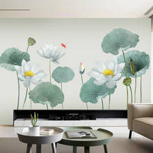 Chinese Style Lotus Wall Stickers Flower Living Room Bedroom Wall Decoration DIY Self Adhesive Sofa Backdrop Murals Home Decor 2024 - buy cheap