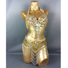 Sexy stage show dance wear Women belly dancing suite belt+bra samba costumes club USA bra hot girl clothing 2024 - buy cheap