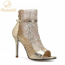 Phoentin Gold Bling crystal mesh summer boots Sexy Sandals Woman High Heel shoes Peep Toe Stripper Party Thin Heels Pumps FT1378 2024 - buy cheap