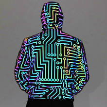 Jaqueta e casaco reflexivo masculino com circuito geométrico, jaqueta e corta-vento casual hip hop para homens 2024 - compre barato