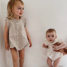 Macacão infantil de linho para meninas, roupas de verão para recém-nascidos, macacão de linho respirável para meninas 2024 - compre barato