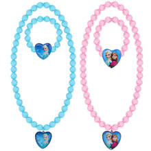 Disney dos desenhos animados congelados princesa crianças colar pulseira conjunto jóias amor colar combinação boneca do bebê acessórios 2024 - compre barato