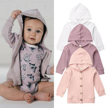 Inafnt casacos de algodão tricotados para bebê, blusa, cardigan, outono, roupas, sólida, manga longa, com capuz, 0-24m 2024 - compre barato