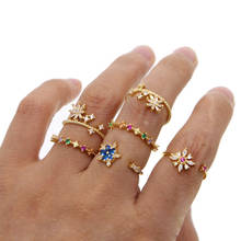 Namorados românticos brilhantes coloridos pequeno cristal cz anéis de dedo para meninas mulheres joias simples estilosas delicadas 2024 - compre barato