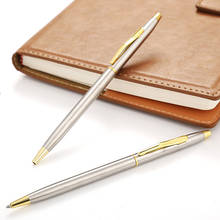 1 Pcs/Lot New Arrival Stainless Steel Rod Rotating Metal Ballpoint Pen Commercial Ballpoint Pen Gift Stationery 2024 - buy cheap