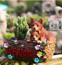 Jardín al aire libre creativo Animal resina Rana perro gato suculenta flor maceta adornos Pastoral patio Villa Parque decoración artesanías 2024 - compra barato