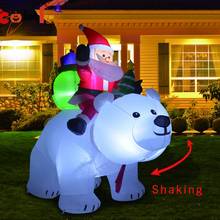 2M Polar Bear Inflatable Christmas Santa Claus Riding Polar Bear LED Shaking Head Doll Indoor Outdoor Garden Xmas Decoration 2024 - buy cheap