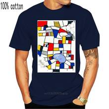 Camiseta de les champs de mondrian, mapa abstracto del cubismo, avión, campo de nubes, rojo y blanco 2024 - compra barato