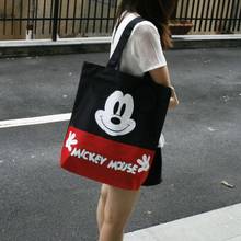 Mochila de pelúcia mickey mouse da disney, bolsa de ombro de lona feminina, mochila portátil de desenho animado de alta capacidade para compras 2024 - compre barato