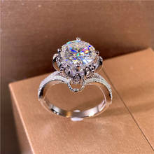 Anillo de oro de 18K 100%, sortija de boda con diamantes de moissanita VVS, 1 quilate, color D, con certificado nacional, 0011 2024 - compra barato