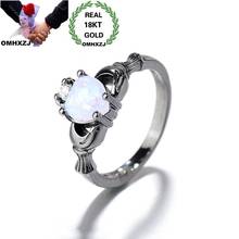 Hxomzj anel feminino para festa feminina, anel de ouro ou preto rr988 para festa de aniversário, presente de casamento com opala, zircônia aaa e 18k 2024 - compre barato