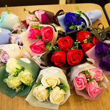 Aromaterapia flores artificiais de sabão, caixa de presente com buquê de rosas, decoração para dia dos namorados 2024 - compre barato