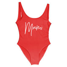 MIAMI Carta Mulheres Swimwear one piece swimsuit Bodysuit Sexy Sólida swimwear Plus Size Desgaste Banho triquini Forro Badpak 2024 - compre barato