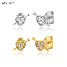 ANDYWEN 925 Sterling Silver Heart Love Zircon Stud Earring Piercing Rock Punk Wedding Gift Valentiens Gift 2021 Tiny Pendiente 2024 - buy cheap