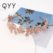 Qyy coroa de casamento para noiva, acessório de cabelo coreano moda chapéu de cabelo para mulheres joias da moda 2024 - compre barato