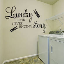 Laundry the never ending story Clothespin Wall Sticker Creative Washroom Quote Wall Decal Vinyl Home Decor Waterproof P323 2024 - buy cheap