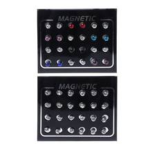 12 Pairs Crystal Rhinestone Magnetic Clip Non Piercing Earrings Fashion Jewelry 2024 - buy cheap