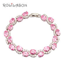 ROLILASON encantadoras pulseras rellenas de circón diseño AAA circón y Rosa cristal salud níquel libre de plomo joyería de moda TB299 2024 - compra barato