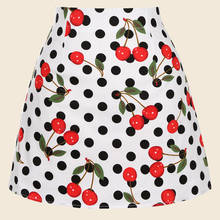 Retro vintage saia de algodão 2021 nova praia verão cereja senhoras polka dot sexy mini saia branca curta ss0008 2024 - compre barato