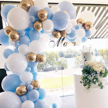 Balões organizadores para decoração, guirlanda de balão dourada, cromada, azul e branca, arco, casamento, aniversário, pasta de macaron, balão de látex, 121 2024 - compre barato