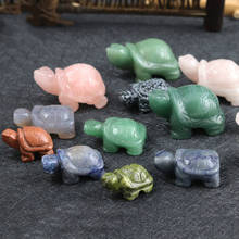 Chinês de cristal natural semi-precioso pedra tartaruga escultura pequeno animal em pó de cristal jade artesanato feng shui ornamentos 2024 - compre barato