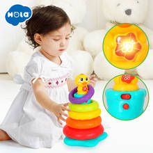 HOLA 2101 Baby Toys Electronic Rainbow Stacking Ring Tower Toys for Toddler 0-12 month Early Learning Educational Toys for Baby 2024 - buy cheap