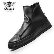 Desai Spring Autumn Leather Boots Men Fashion Business Casual Shoes Mens Black Comfortable Casual Short Booties 2024 - buy cheap